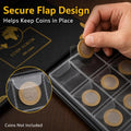 300-Pocket Coin Collection Album for Coins up to 38mm | PU Leather, 240 Small and 60 Large Pockets, Clear Anti-Drop Sleeves for Coin Collectors,