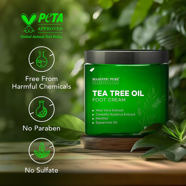 Majestic Pure Tea Tree Foot Cream with Tea Tree Oil - 8 Oz Tea Tree 8 Fl Oz (Pack of 1)