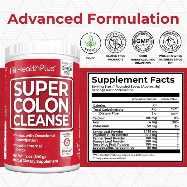 Health Plus Super Colon Cleanse Powder 12 Ounce (Pack of 1)