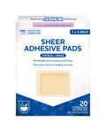 Rite Aid Sheer Adhesive Bandages with Sterile Non Stick Pad, 3" x 4" - 20 Count | Wound Care/First Aid Supplies | Bandage Wrap | Medical Tape for