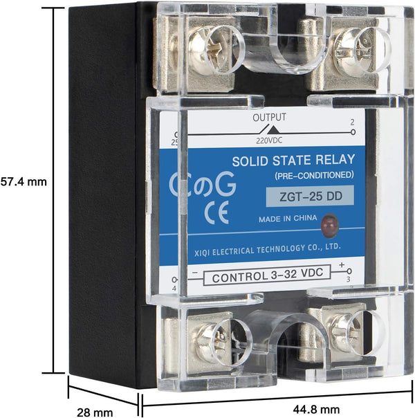 CG Solid State Relay SSR-25DD DC to DC Input 3-32VDC To Output 5-240VDC 25A Single Phase Plastic Cover DC to DC 25A