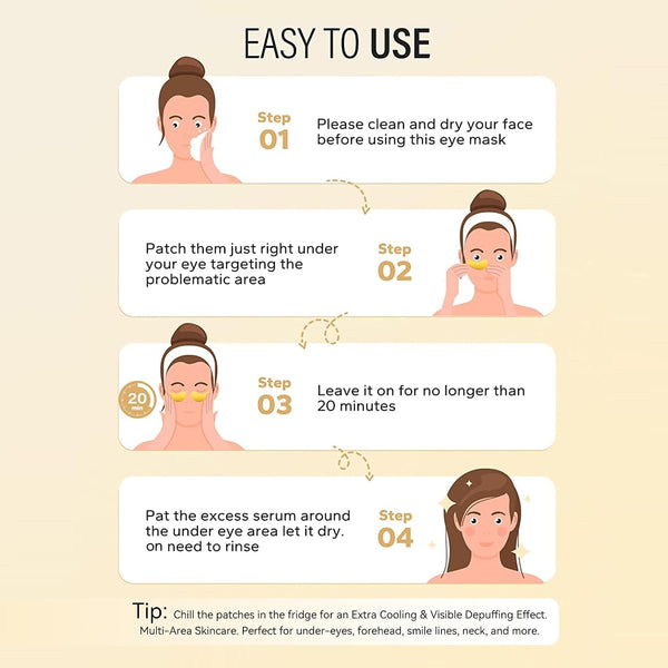 Maskiss 24k Gold Under Eye Patches (30 Pairs), Eye Mask, Collagen Skin Care Products, Eye Patches for Puffy Eyes, Eye Masks for Dark Circles and