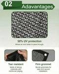 vensovo 50% Black Shade Cloth, 6 x 12 ft HDPE Sunblock Mesh | Medium shade for plants, patios and greenhouses, helping reduce direct sunlight