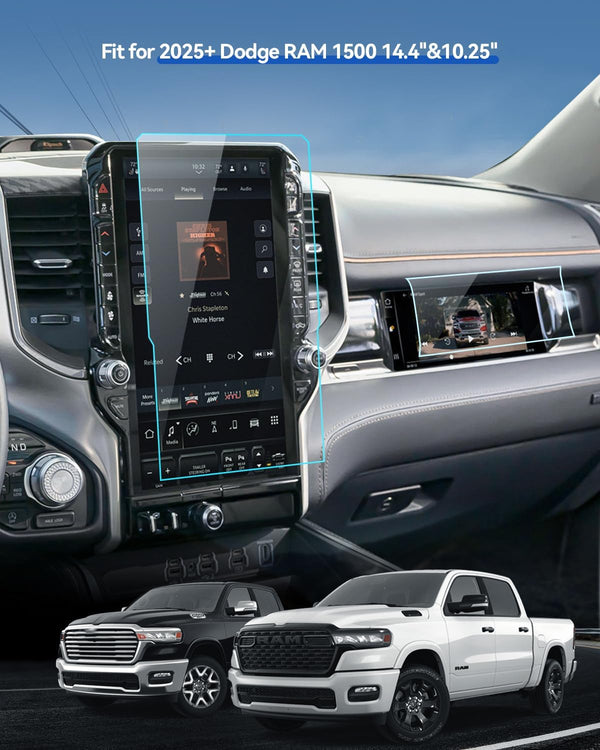 4PCS Car Screen Protector for 2025+ Dodge RAM 1500 Laramie/Rebel/Limited/Limited Longhorn/Tungsten Uconnect Accessories Navigation& Passenger Seat