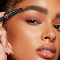 2-in-1 Curved Eyebrow Pen and Eyeliner with 10Pcs Brow Stencils, Microblading Eyebrow Pencil with 4 Fork-Tip and Curved Precise Tip, Waterproof