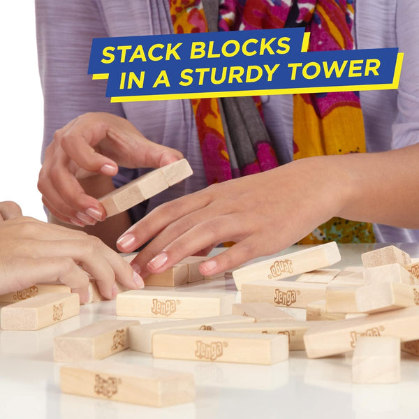 Jenga Game | the Original Wood Block Game with Genuine Hardwood Blocks | Stacking Tower Game | Ages 6+ | 1 or More Players | Party Games for Kids