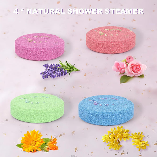 Bath Bombs for Women Gift Set - Bath Sets for Women Gift - 5 Large Bath Bomb Set with 4 Shower Steamers & 3 Candles -