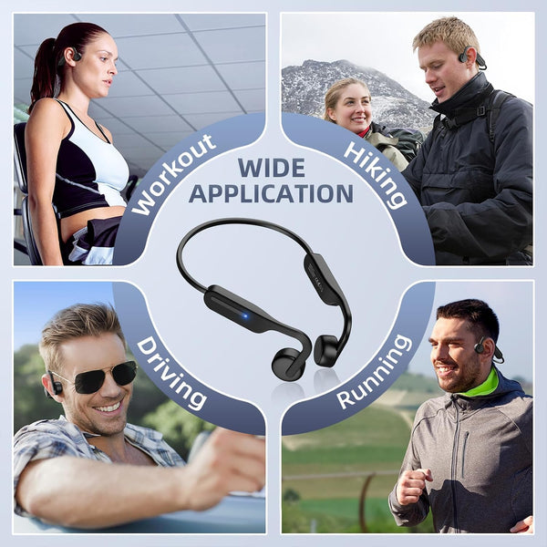Bone Conduction Headphones Bluetooth 6.0 Open Ear Headphones Wireless Headphones with Mic 10H Playtime Sports Earphones, IPX6 Waterproof Headset