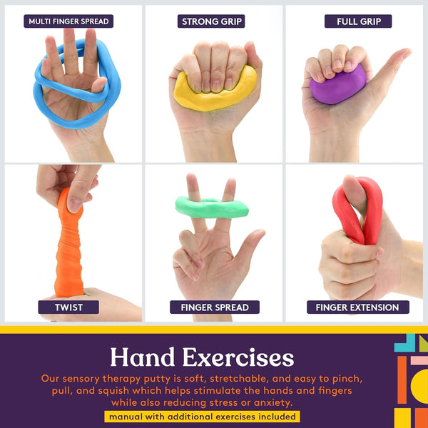 Special Supplies Therapy Putty for Teens and Adults - Resistive Hand Exercise Stress Relief Therapy Putty Kit, Set of 4 Strengths, Three Ounces of