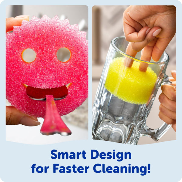 Scrub Daddy Scrub Mommy Sponges - Dish Scrubber + Non-Scratch Cleaning Sponges Kitchen, Bathroom + Multi-Surface Safe - Dual-Sided Dish Sponges