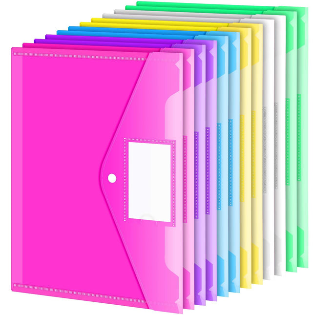 Sooez 12 Pack Folders Plastic Envelopes, Clear Plastic File Folder for Document,