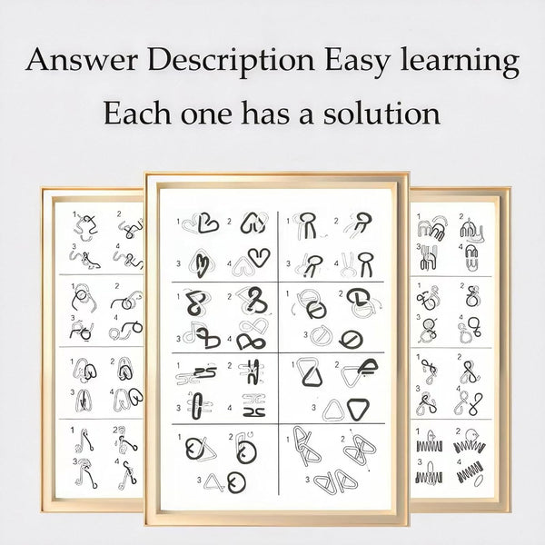 Metal Wire Puzzle Set of 24 with Pouch | Brain Teaser IQ Test Disentanglement Iron Link Unlock Interlock Game Party Favor Kids Adults Challen