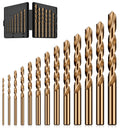 Cobalt Drill Bit Set, 13Pcs M35 High Speed Steel Jobber Length Drill Bit Kit for Hardened Metal, Stainless Steel, Cast Iron, Wood and Plastic,