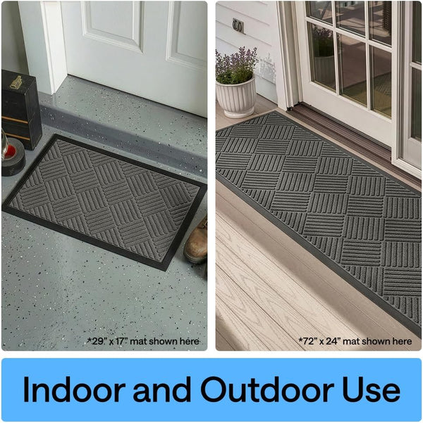 GORILLA GRIP 100% Waterproof All-Season WeatherMAX Doormat US Designed Natural Rubber, Stain Fade Resistant, Low Profile Indoor Outdoor Door Mats,