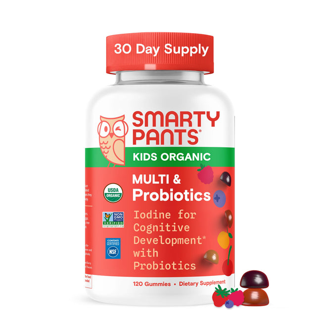 Smartypants Organic Kids Multivitamin Gummies: Probiotics, Omega 3 (ALA), Vitami