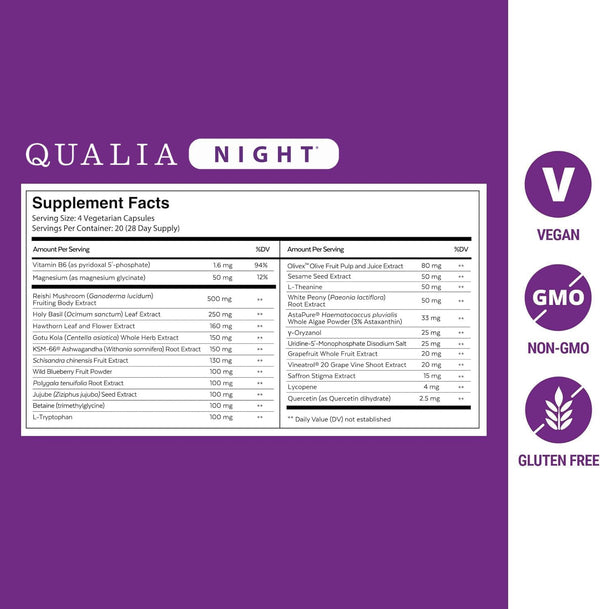 NEUROHACKER COLLECTIVE Qualia Night Sleep Aid | Non-Habit Forming | Science-Backed Supplement for Deep Refreshing Sleep | Melatonin-Free, Vegan,