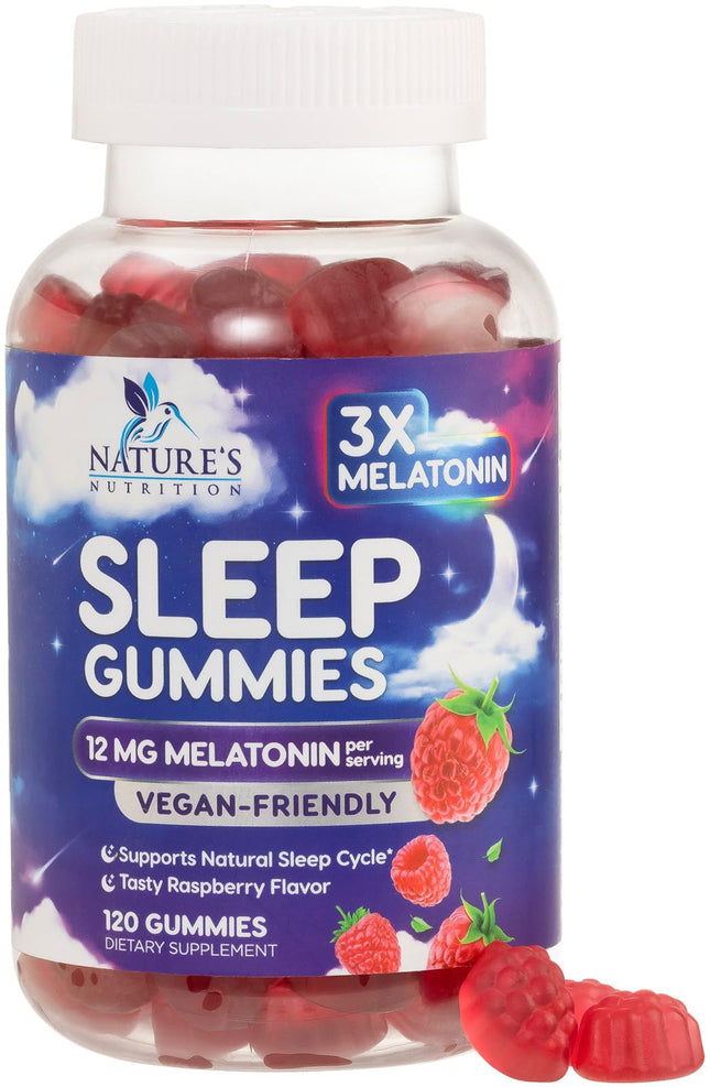 Sleep Gummies with Melatonin - Extra Strength Sleep Gummy, 12 Mg Melatonin, Natu