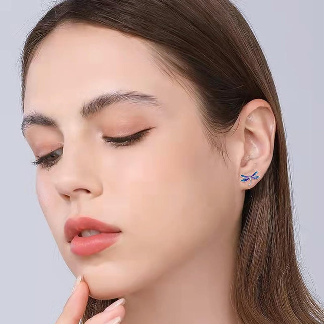 Dragonfly Earrings Gifts for Women 925 Sterling Silver Dragonfly Stud Earrings J