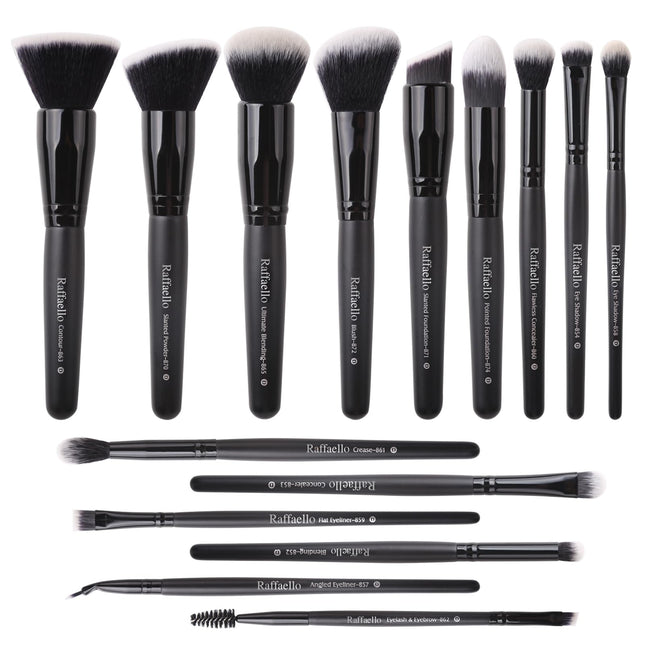 Raffaello Makeup Brushes 15Pcs Makeup Brush Set Premium Synthetic Powder Foundat