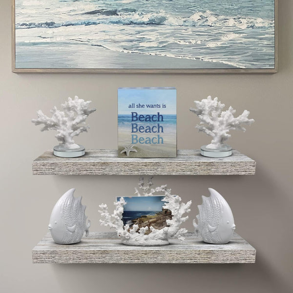 Sorbus Floating Shelves - 2 Pack 24 X 9 Inch Rustic Blue Wall Shelves for Bedroom, Kitchen, Living Room, Bathroom Shelves, Home Decor - Extra Long