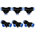 Push to Connect Fittings 3/8" X 1/4" X 3/8" OD Reducing Tee- 6 PCS 3/8" X 1/4" OD Quick Connect Air Hose Fittings - Reducing Straight Union