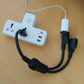 1.5 FT Extension Cord Splitter 1 to 2, 3 Prong Indoor Power Outlet Splitter, 16AWG Cable Wire Extender Space Saver for Halloween Lights, Christmas
