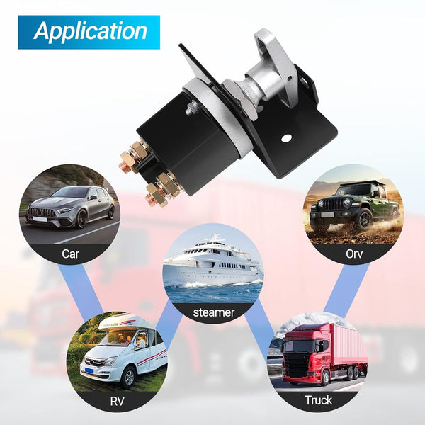 500A High Current 12V-36V Battery Cut Off Switch with Lock-Out Plate, Replace 20247, Waterproof Master Battery Disconnect Switch Fixed Handle