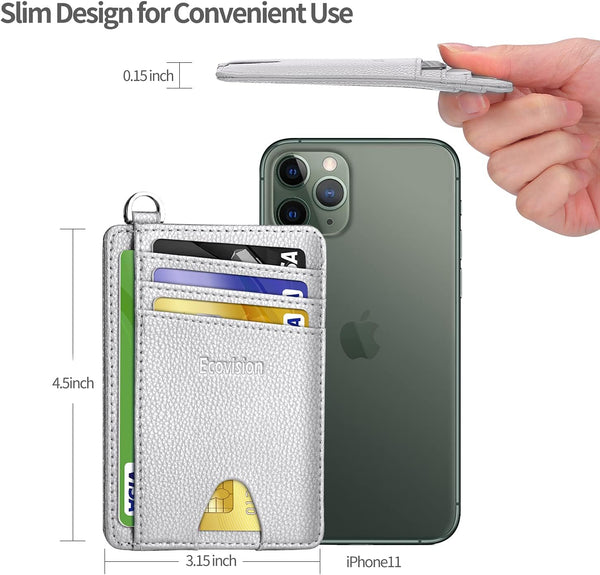 Ecovision Slim Minimalist Front Pocket Wallet, RFID Blocking Credit Card Holder Wallet with Detachable D-Shackle for Men Women