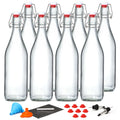 8 Pack [1 Liter / 33 Fl. Oz.] Swing Top Glass Bottles W/ Airtight Stopper Lids â Flip Top Brewing Bottle for Fermentation, Kombucha, Mead,