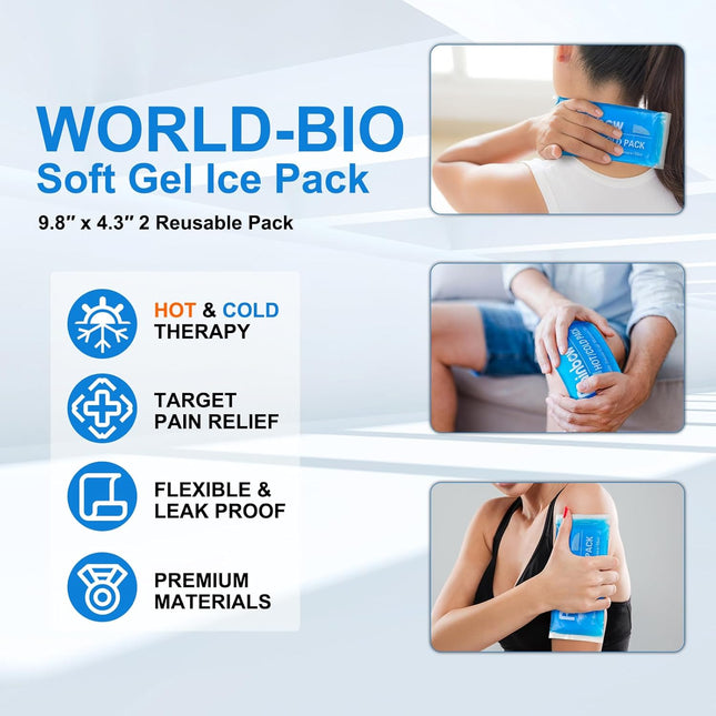 Soft Ice Packs Reusable Gel Pack 2, Hot and Cold Gel Ice Packs for Injuries, Hea