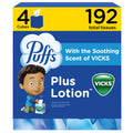 Puffs Plus Lotion with Vicks Facial Tissues, 4 Cubes, 48 Tissues per Box (192 Tissues) [Packaging May Vary] 48 Count (Pack of 4)
