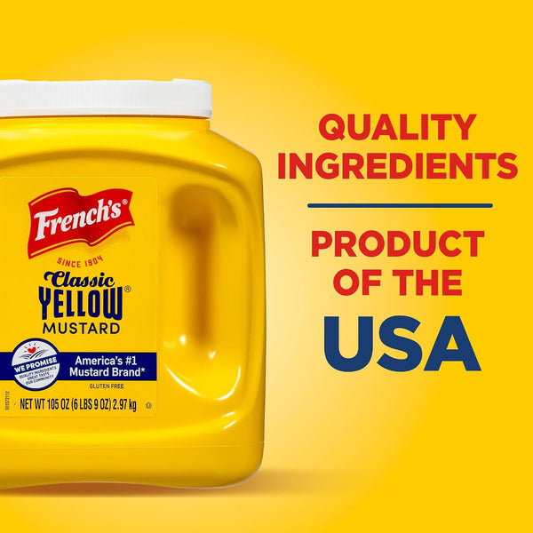 French's Classic Yellow Mustard, 105 oz - One 105 Ounce Bulk Container of Tangy and Creamy Yellow Mustard Perfect for Professional Use or for