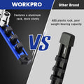 WORKPRO Magnetic Socket Organizer, Heavy Duty 3/8-Inch Drive Socket Rail | Aluminum Alloy, 10 Pieces Clips, Rotatable & Movable Clips, Efficient