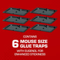 Tomcat Glue Traps Mouse Size with Eugenol for Enhanced Stickiness, 6 Traps | Sticky Pads For Mice, Cockroaches, and Spiders 1-Pack 6 Mouse Glue Traps