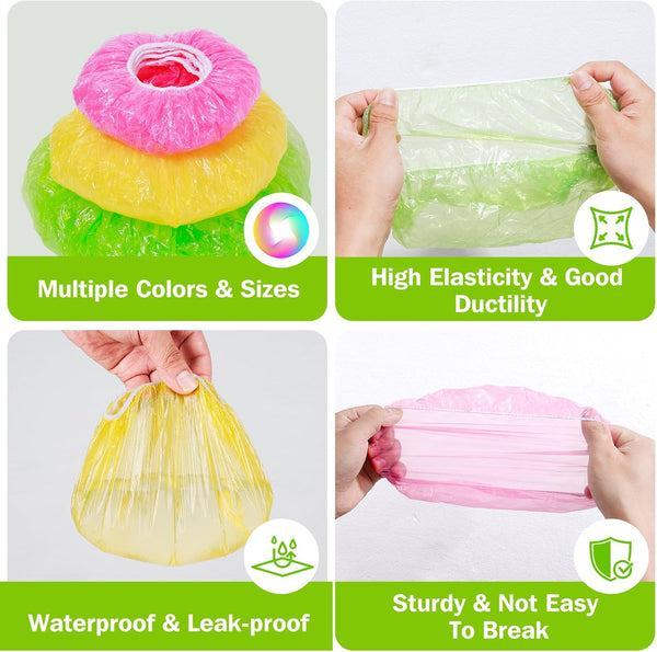 Mwellewm Bowl Covers Plastic Elastic Wrap for Food Storage Reusable Food Covers Saran Wrap Fresh Keeping Stretch Bags Bowl Covers for Bread