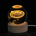 2.36 Inch 3D Galaxy Crystal Ball Night Light Lamp with Wooden Base, Warm Glow LED Mood Night Light, Gift for Boys, Girls, and Teens (Saturn)