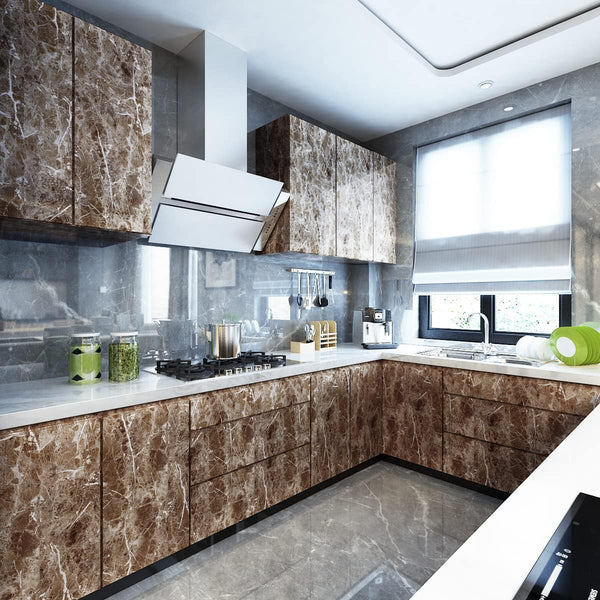 Livelynine Counter Top Covers Peel and Stick Brown Marble Contact Paper for Countertops Waterproof Wallpaper Kitchen Countertop Laminate Sheets