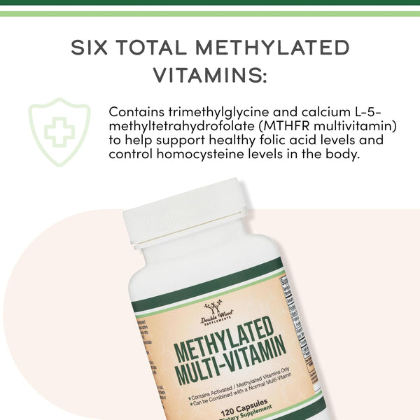 Methylated Multivitamin (Methylated and Activated Vitamins Only - Methylated B Complex with Trimethylglycine (TMG) and Methylfolate)(Non-GMO,