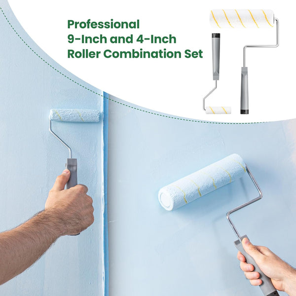 VOOMEY 17 Piece Paint Roller Kit - Paint Rollers 9"4", Paint Roller FrameÃ¯Â¼ÂPaint Trays, Microfiber Roller Cover, Paint Kit for House