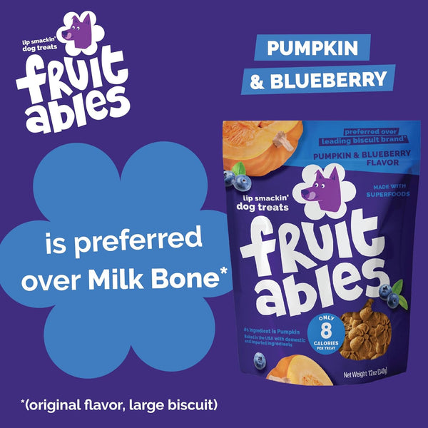 Fruitables Crunchy Baked Dog Treats - Pumpkin & Blueberry - 7 Ounces, Model Number: 2157