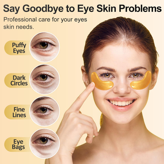 Under Eye Patches (24 Pairs) - 24K Gold Eye Masks Enriched with Abundant Collage