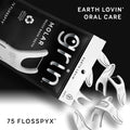 GRIN Molar Flosspyx, Floss Picks, 75 Count, Dental Flossers, Minty Flavor, Recycled Plastic, Great for Reaching Back Teeth, Slide Easily Between