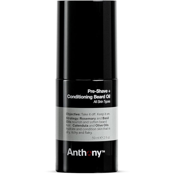 Anthony Pre-Shave and Conditioning Beard Oil, 2 Fl Oz, Contains Rosemary, Basil, Olive and Calendula Oils, Hydrates, Softens, Nourishes, and