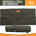 Wrench Tool Roll Organizer, 26 Pocket Roll Up Pouch, Olive Drab Duck Canvas | Handcrafted Heavy Duty Canvas, Metric SAE Compatible, Secure Roll Up