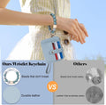 Wristlet Wallets for Women, Keychain RFID Blocking Credit Card Holder, Small Girly Wallet with Bracelet, Silicone Beaded Tassel Key Ring Card