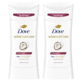 Dove Advanced Care Antiperspirant Caring Coconut, 2 Count Deodorant Stick for Women, for 48 Hour Protection And Soft And Comfortable Underarms,