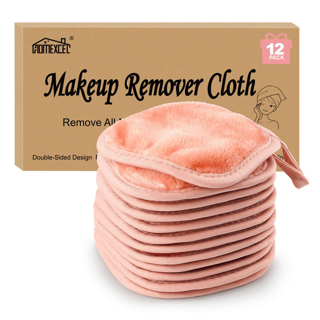 HOMEXCEL Makeup Remover Cloth 12 Pack, Reusable Makeup Remover Pads, Washable Ul