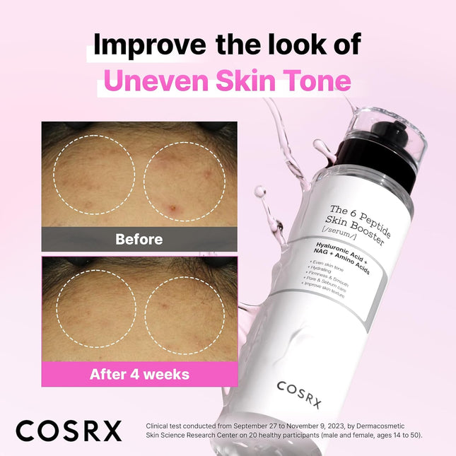 COSRX 6X Peptide Collagen Booster Toner Serum, Niacinamide & Hyaluronic Acid Fac