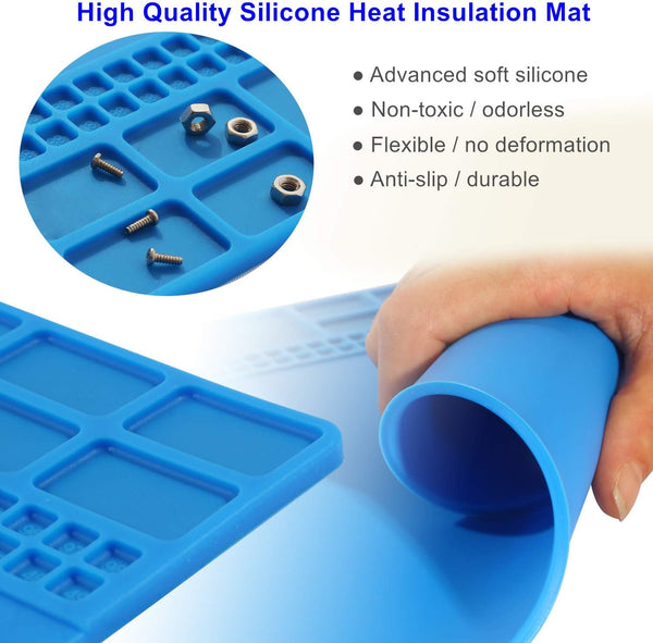 Solder Mat, Premium Heat Resistant 932°F Silicone Soldering Mat, Magnetic Work Mat for Electronics, Cell Phone, Laptop Repair, BGA Soldering