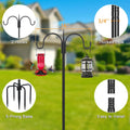 FEED GARDEN Heavy Duty Shepherds Hook 76" Double Hooks Adjustable (44/60/76") - Alloy Steel 5-Prong Base, 17lb Capacity - Easy Assembly Bird